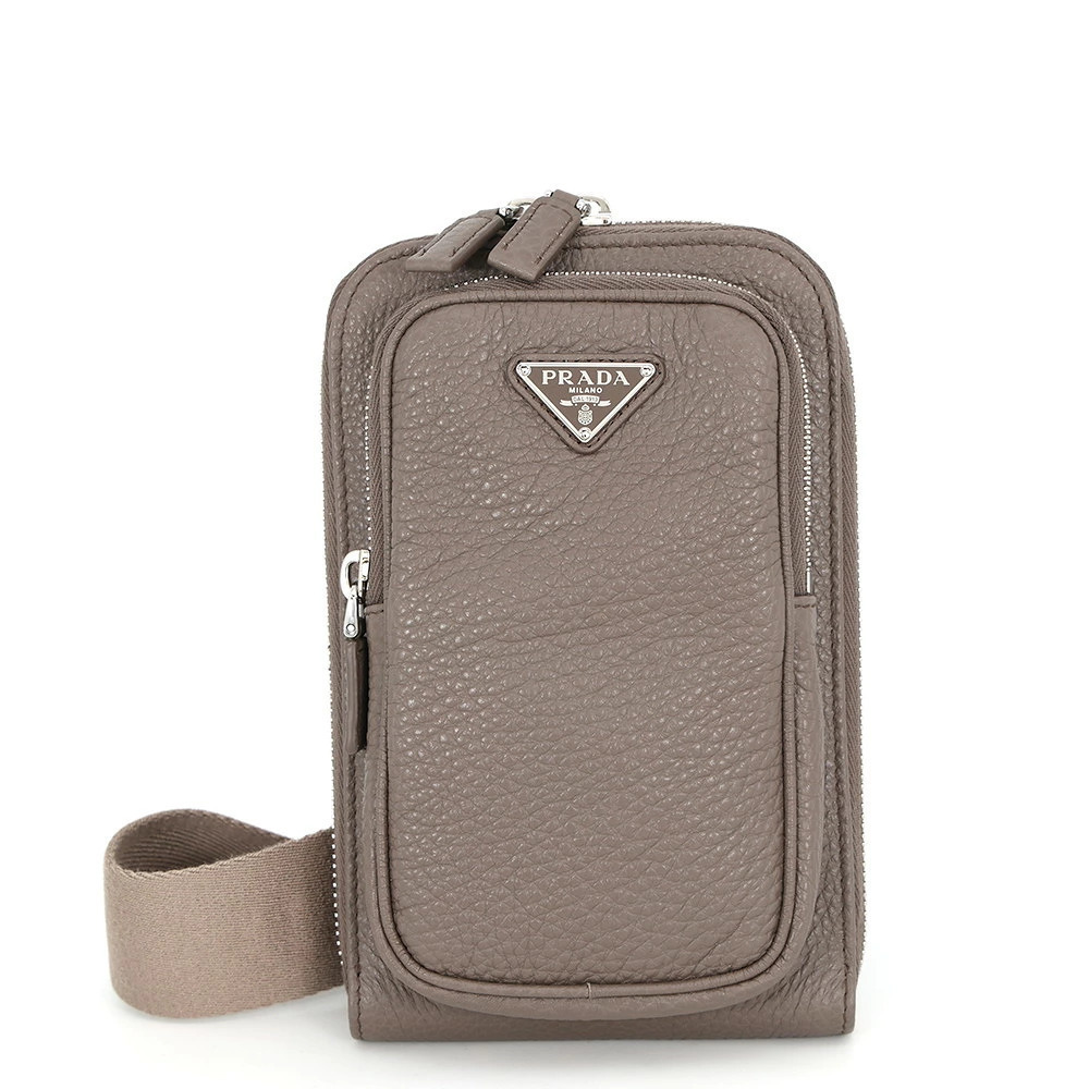 Prada Body Waist Crossbody Bag Smartphone Case Triangle Leather